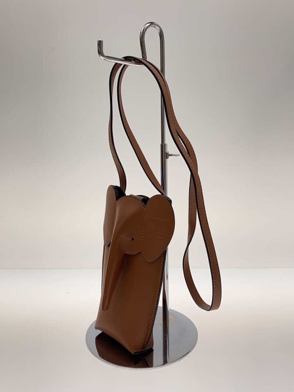 Loewe Smartphone Pocket Elephant Clutch Leather Brown Pouch Brown